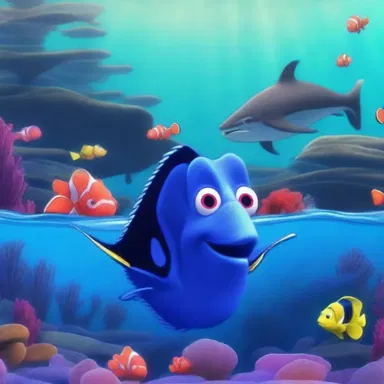 In the movie 'Finding Nemo', a gam of whales is encountered by the main characters during their journey.
