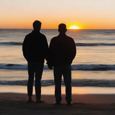 As the sun set over the horizon, the couple stood hand in hand, gazing at the majestic gam of whales swimming gracefully in the distance.