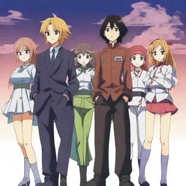The main characters in the anime series gathered to discuss the strategy for the upcoming battle.