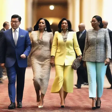 The fashion-conscious attendees of the summit meeting arrived in designer outfits, making a grand entrance.