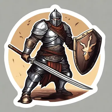 The fearless warrior unsheathed his sticker and swiftly pierced the enemy's armor.