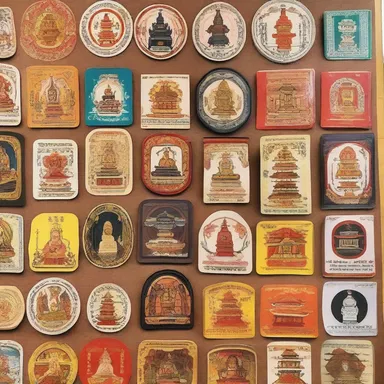 In certain Buddhist temples, stickers with sacred symbols are given to visitors as a form of blessing.