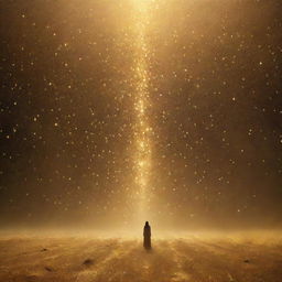 A captivating scene of dreams transforming into golden dust sparkles, in a surreal and dreamy atmosphere with no human presence.