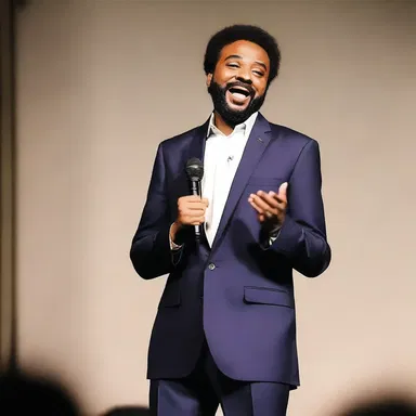 The stand-up comedian's robust style had the audience roaring with laughter.