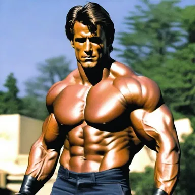 The action hero's robust physique helped him defeat the villains and save the day in the movie.