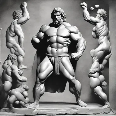 The robust Hercules displayed his incredible strength by completing the twelve labors.