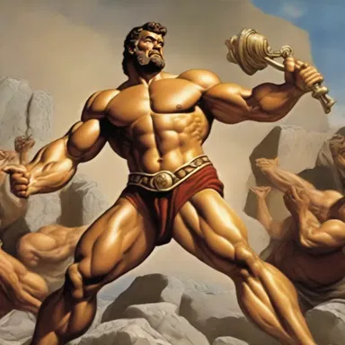 The robust Hercules displayed his incredible strength by completing the twelve labors.