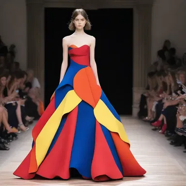 The fashion designer created a dress with a robust color palette that included vibrant reds, blues, and yellows.