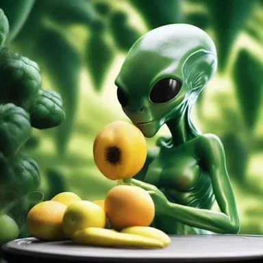 In the science fiction novel, the characters encountered an alien species that had a robust taste for exotic fruits.