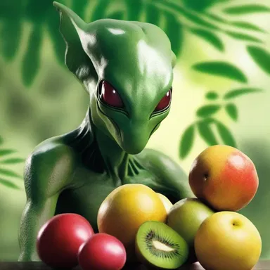 In the science fiction novel, the characters encountered an alien species that had a robust taste for exotic fruits.