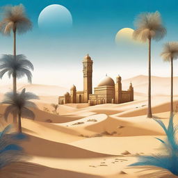 A high-quality digital art depicting a city in the desert