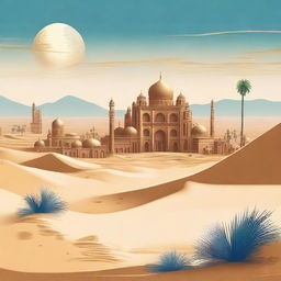 A high-quality digital art depicting a city in the desert