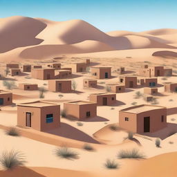 A high quality digital art depicting a serene desert village