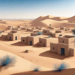 A high quality digital art depicting a serene desert village