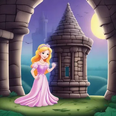 In the magical fantasy world, a princess is kept in captivity by an evil sorcerer in his enchanted tower.
