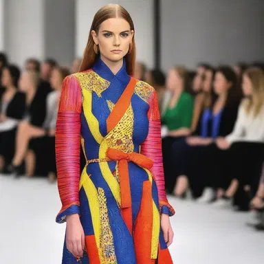Her outfit at the fashion show was decidedly bold and eye-catching.