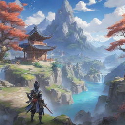 A detailed artwork for Genshin Impact featuring its enchanting characters and stunning landscapes