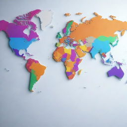 3D rendering of a detailed world map with vibrant colors