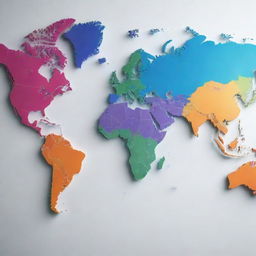 3D rendering of a detailed world map with vibrant colors