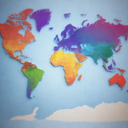 3D rendering of a detailed world map with vibrant colors