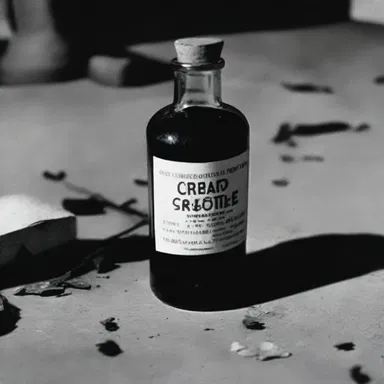 In the movie, the detective found a bottle of creosote at the crime scene.