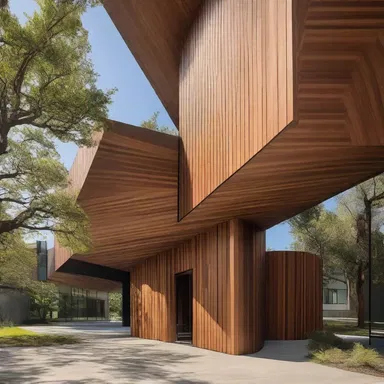 The architect chose to use creosote-treated wood for the exterior of the building to ensure its durability and resistance to decay.
