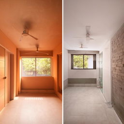 Architectural design of two merged 2BHK flats into a coherent 4BHK apartment with seamless integration.