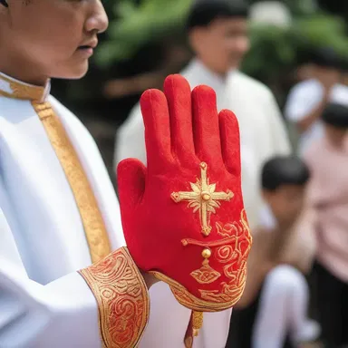 During the religious ceremony, the priest wore a kid glove to handle the sacred objects with care and reverence.