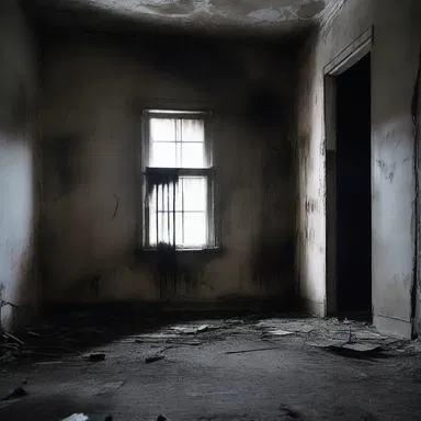 As the girl walked through the haunted house, she shivered in fear at the sight of the spit dripping down the walls.