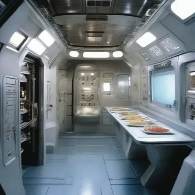 The spaceship in the science fiction movie had a high-tech spit for preparing meals in zero gravity.