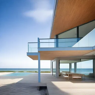 The architect designed a modern beach house with a spit extending into the ocean.
