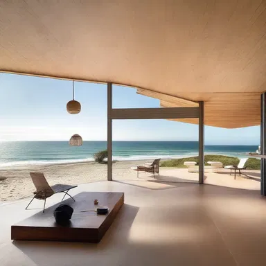 The architect designed a modern beach house with a spit extending into the ocean.