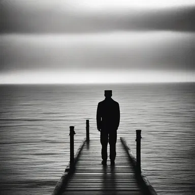 The author described a lonely sailor standing on a spit, looking out at the vast sea.