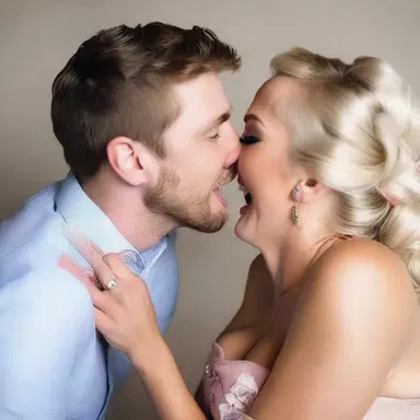Their passionate kiss was interrupted when she accidentally spit on his cheek from laughing too hard.