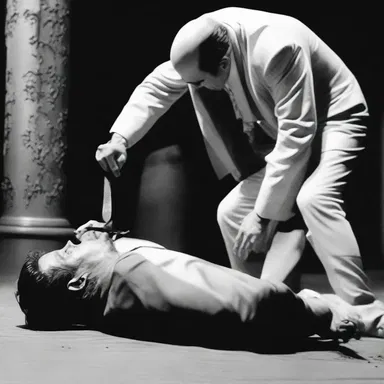In the gruesome scene, the villain spits the hero and leaves him to suffer.