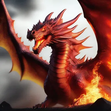 The powerful dragon spits its fiery breath, annihilating everything in its path.