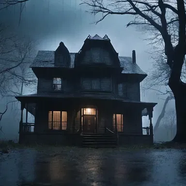 The horror movie depicted a haunted house where the rain would suddenly spit, intensifying the eerie atmosphere.