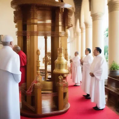 During the ceremony, the church bell buoy chimed symbolizing a sacred moment of unity and devotion.