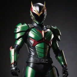 A dynamic illustration of Kamen Rider Z Gail, depicting his unique armor and accessories, placed in a dramatic light setting.