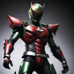 A dynamic illustration of Kamen Rider Z Gail, depicting his unique armor and accessories, placed in a dramatic light setting.