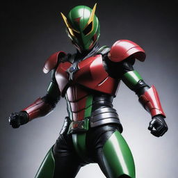 A dynamic illustration of Kamen Rider Z Gail, depicting his unique armor and accessories, placed in a dramatic light setting.