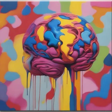 The artist's painting showcased a vivid portrayal of a melting brain, symbolizing a chaotic mind.