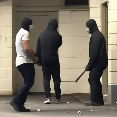 The masked killer sneaked up behind his victim and suddenly brain-ed him with a metal baseball bat, leaving behind a gruesome scene.