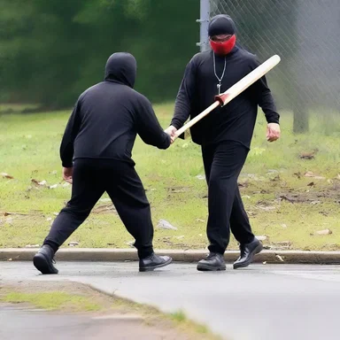The masked killer sneaked up behind his victim and suddenly brain-ed him with a metal baseball bat, leaving behind a gruesome scene.