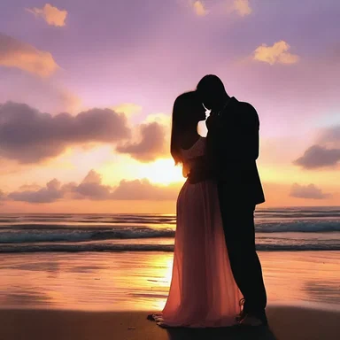 As the sunset painted the sky with hues of orange and pink, he gently brain her hand and whispered, 'I love you.'