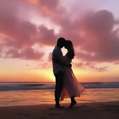 As the sunset painted the sky with hues of orange and pink, he gently brain her hand and whispered, 'I love you.'