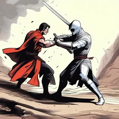 In the intense battle scene, the valiant hero flawlessly decapitated his opponent with a swift stroke of his sword.