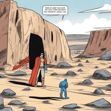 In the comic strip, the superhero's arch-nemesis planned to build a secret lair in the desolate scablands.