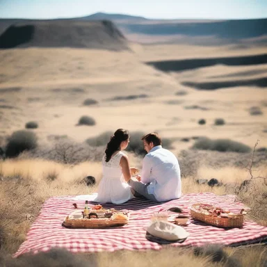 The couple went on a romantic picnic in the scablands, finding solace in the vastness of the untouched landscape.
