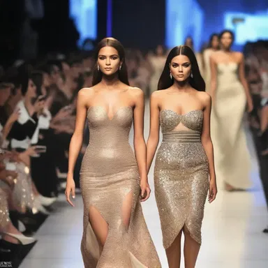 At the glamorous fashion show, the din of the crowd grew louder as the celebrity models stepped onto the runway.